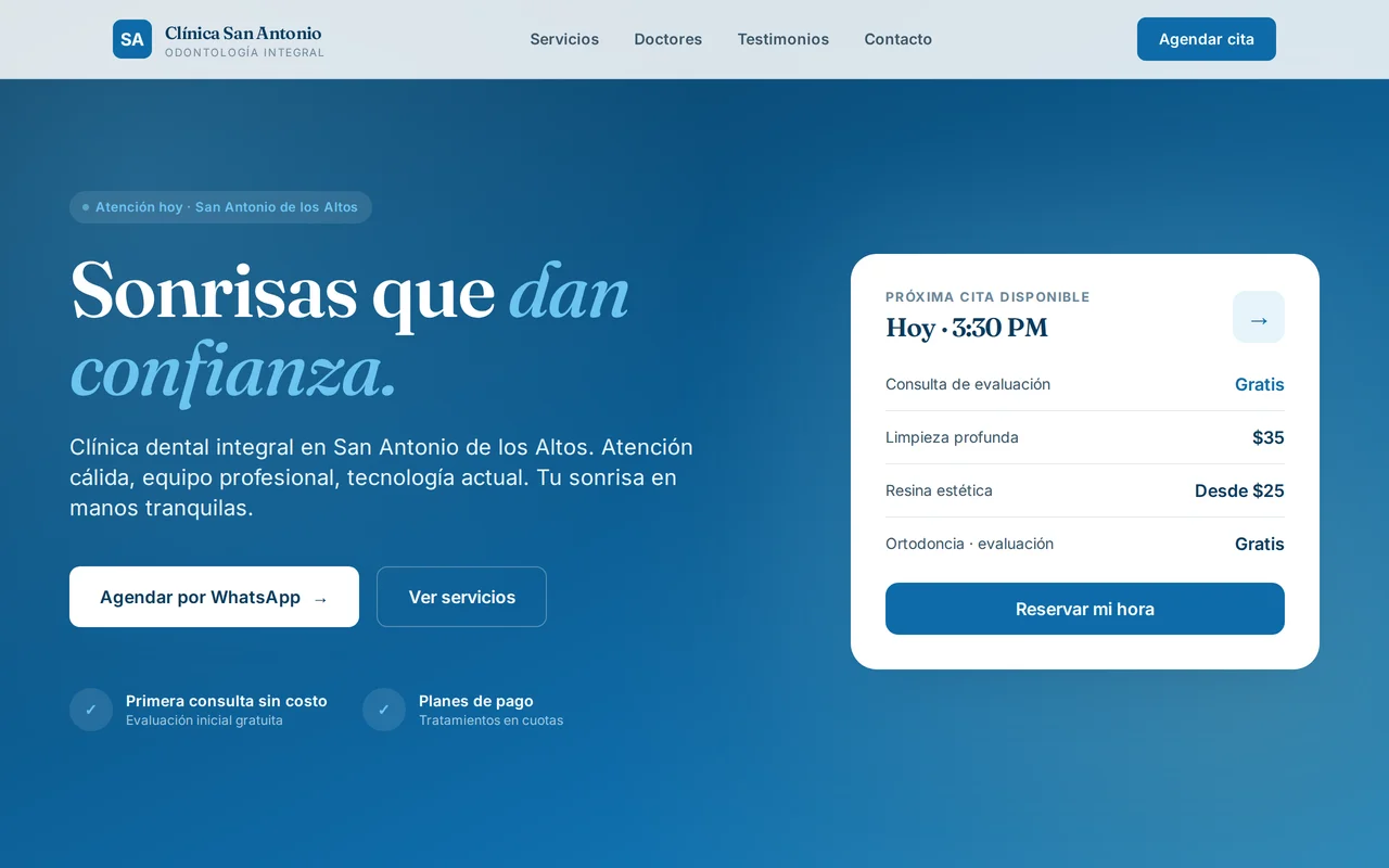 Preview del sitio Clínica Dental San Antonio