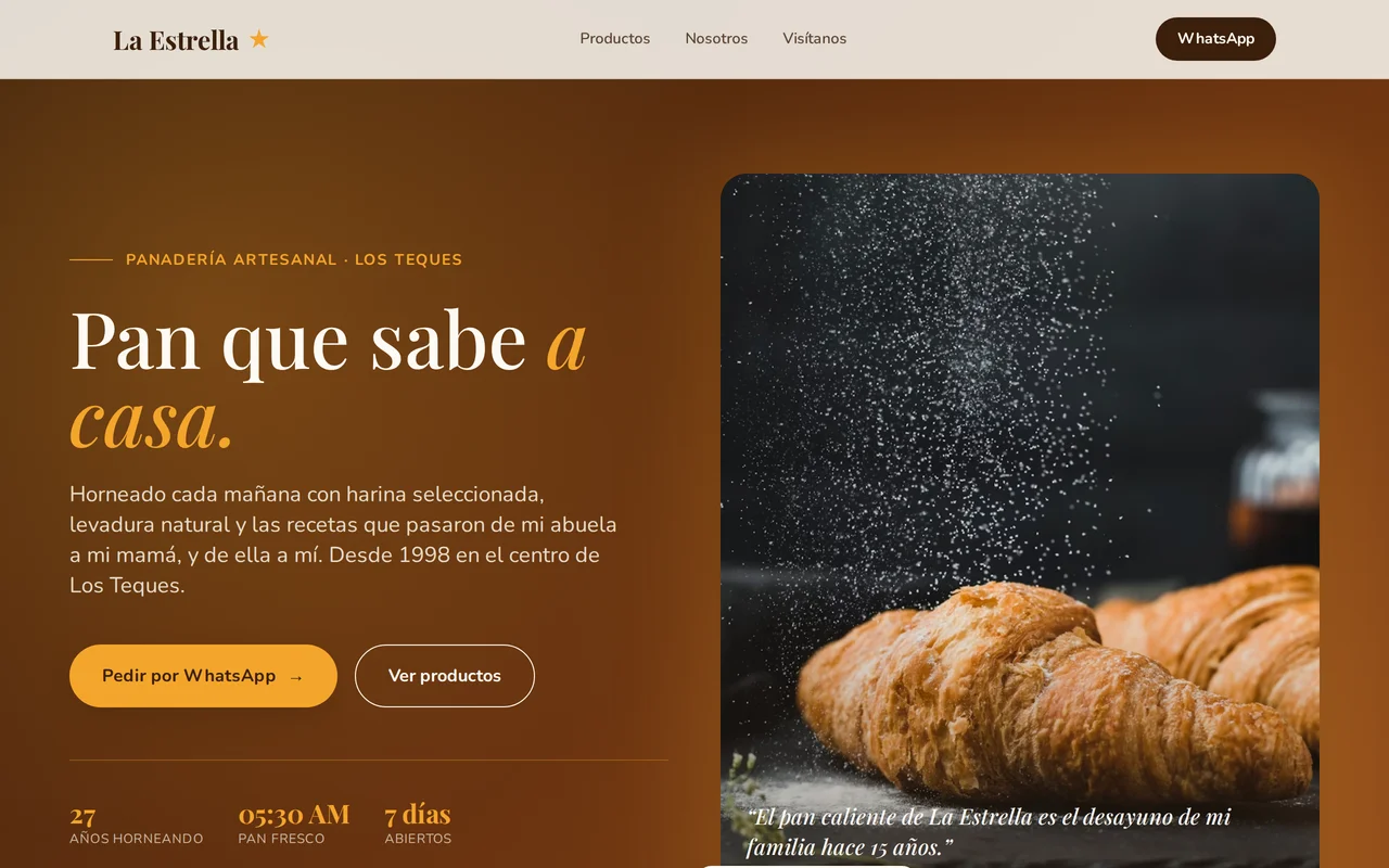 Preview del sitio Panadería La Estrella