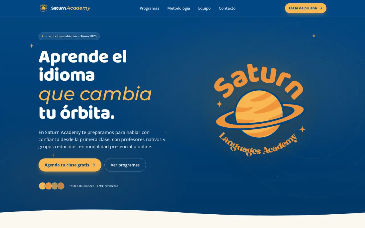 Preview del sitio Saturn Languages Academy